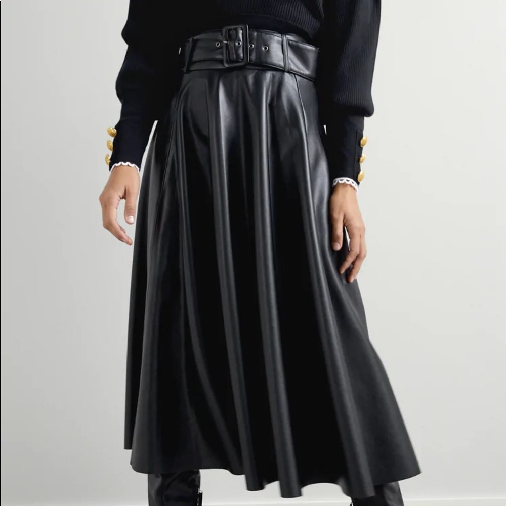 Zara Faux Leather Midi Skirt with Belt Size S (NWT)